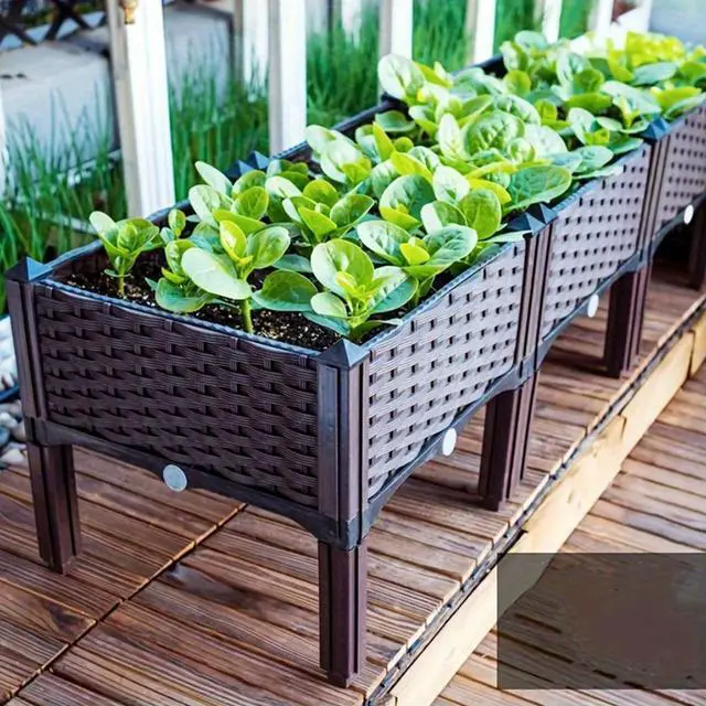 Alt view image 4 of 8 - Plastic Planting Container with Drainage Holes Propagation Box with Legs Raised Bed Elevated for Garden Patio Balcony Restaurant