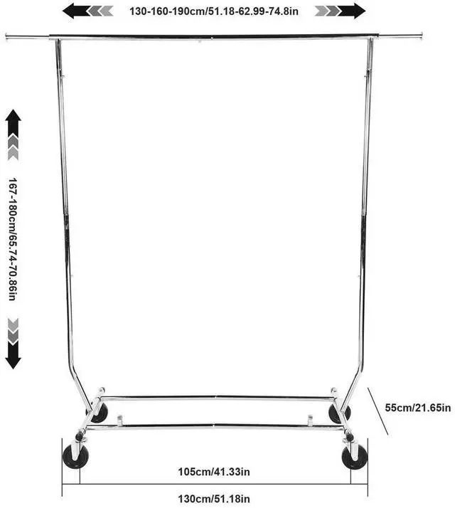 Main image of Standing l Clothing Rack with Sturdy Wheels Standing Rolling Clothing Rack Portable Closet Wardrobe Rack for Hanging Clothes