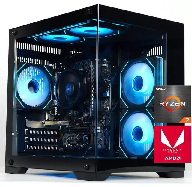 Main image of ICEWOLF Gaming Desktop PC Ryzen 7 5700G 16GB DDR4 RAM 1TB SSD RGB Cooling Fans Windows 11 High Performance Computer for Gamers