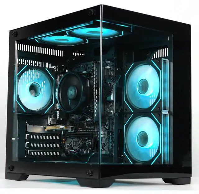 Alt view image 2 of 7 - ICEWOLF Gaming Desktop PC Ryzen 7 5700G 16GB DDR4 RAM 1TB SSD RGB Cooling Fans Windows 11 High Performance Computer for Gamers Single Unit