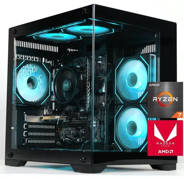 Main image of ICEWOLF Gaming Desktop PC Ryzen 7 5700G 16GB DDR4 RAM 1TB SSD RGB Cooling Fans Windows 11 High Performance Computer for Gamers Single Unit