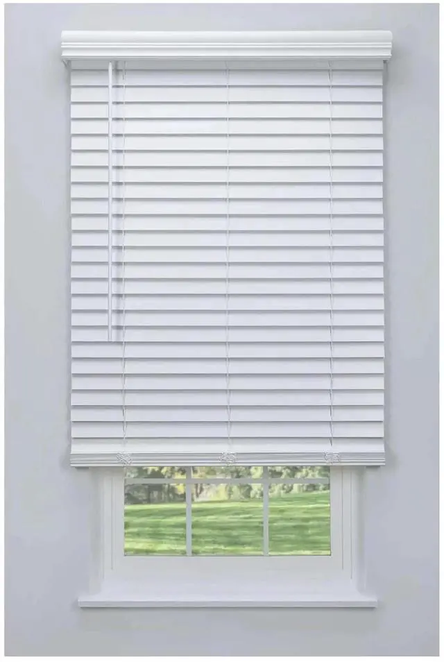 Main image of Cordless 2" Faux Wood Blind White 42 W x 72 H, Outside Mount Outside Mount, White 42"W x 72"H