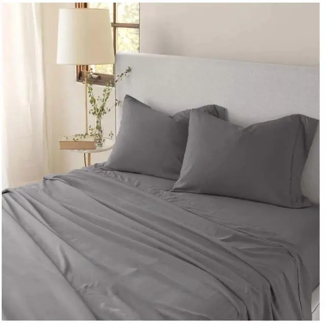 Main image of Eternal Sheet Set, 4-Piece Microfiber Sheets & Pillowcases - Ultra-Soft, Breathable and Wrinkle-Resistant (Graphite, California King)