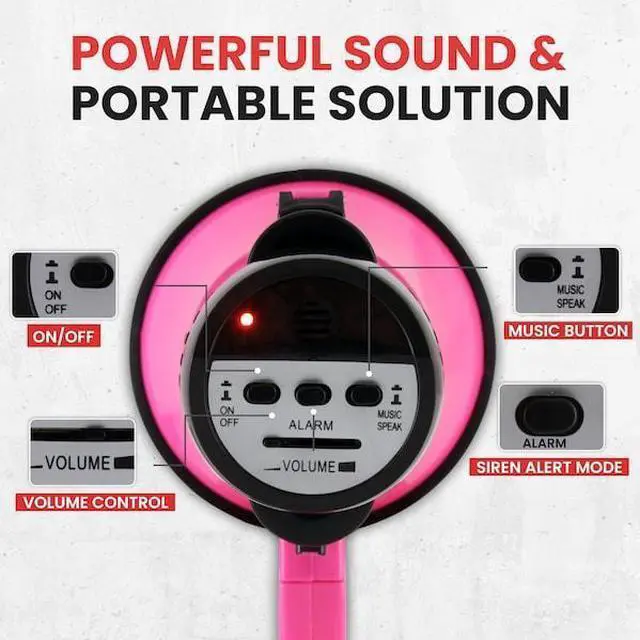 Alt view image 2 of 5 - Portable Megaphone Speaker - Compact, 30W Power, Siren, PA Sound, Foldable Handle