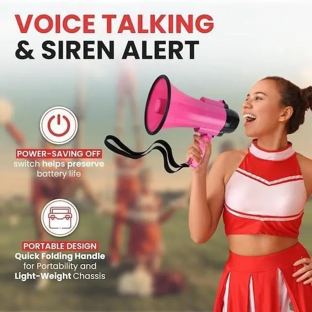 Alt view image 5 of 5 - Portable Megaphone Speaker - Compact, 30W Power, Siren, PA Sound, Foldable Handle
