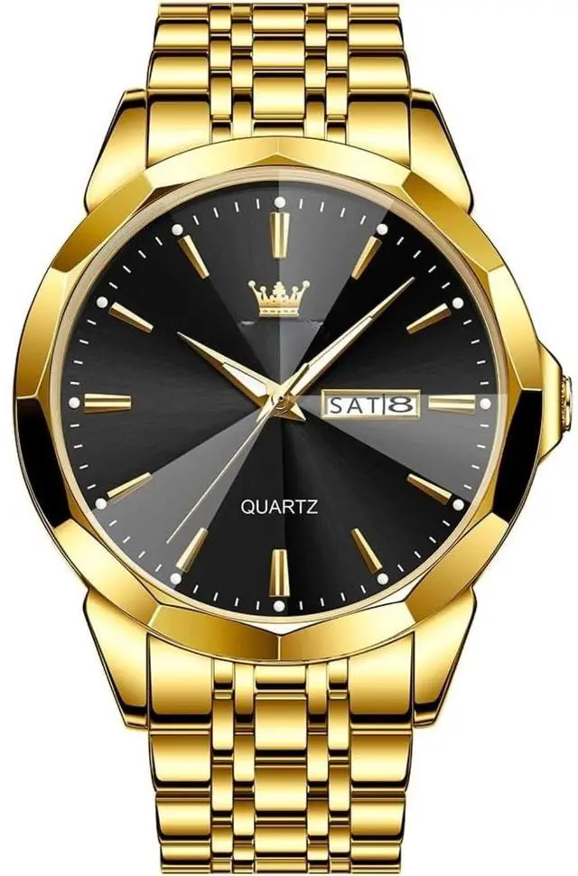 Main image of Bobobigo Watch for Men Diamond Business Dress Analog Quartz Stainless Steel Waterproof Luminous Date Two Tone Luxury Casual Wrist Watch