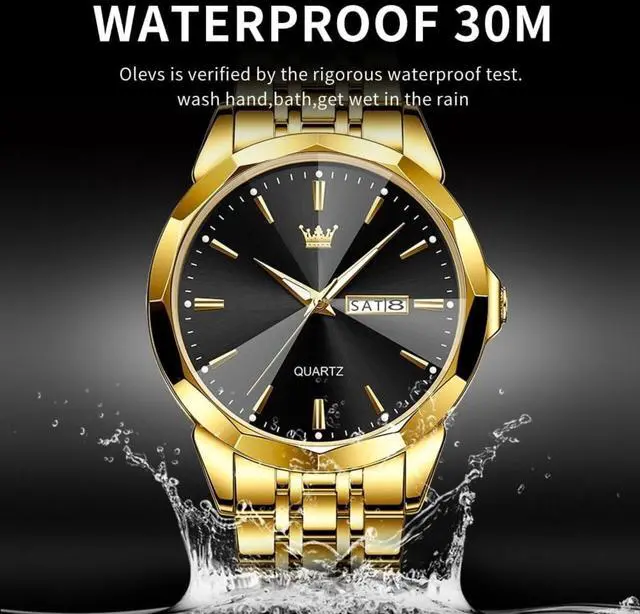 Alt view image 5 of 7 - Bobobigo Watch for Men Diamond Business Dress Analog Quartz Stainless Steel Waterproof Luminous Date Two Tone Luxury Casual Wrist Watch