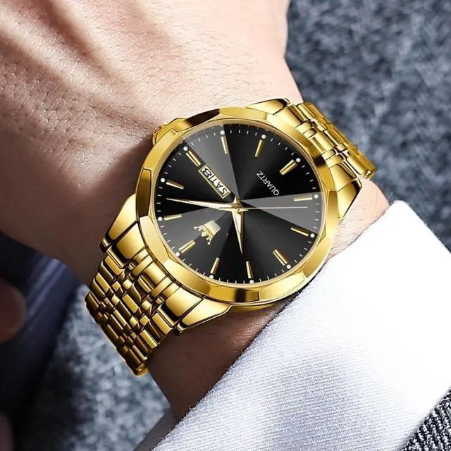 Alt view image 2 of 7 - Bobobigo Watch for Men Diamond Business Dress Analog Quartz Stainless Steel Waterproof Luminous Date Two Tone Luxury Casual Wrist Watch