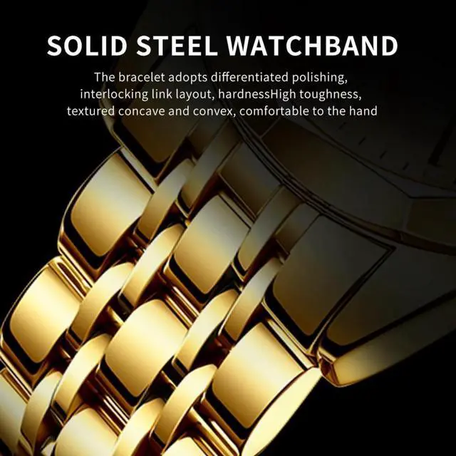 Alt view image 7 of 7 - Bobobigo Watch for Men Diamond Business Dress Analog Quartz Stainless Steel Waterproof Luminous Date Two Tone Luxury Casual Wrist Watch