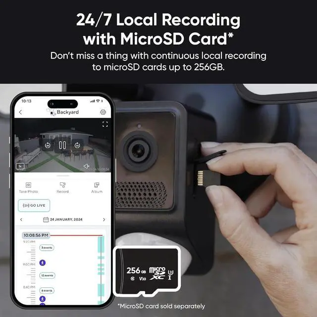 Alt view image 7 of 7 - Bobobigo Floodlight Camera v2, Security Camera Outdoor, 2K HD with Color Night Vision, 2800-Lumen LEDs, 160° Wide View, 105dB Siren, Works with Alexa & Google Assistant, Wired, Free Expert Support