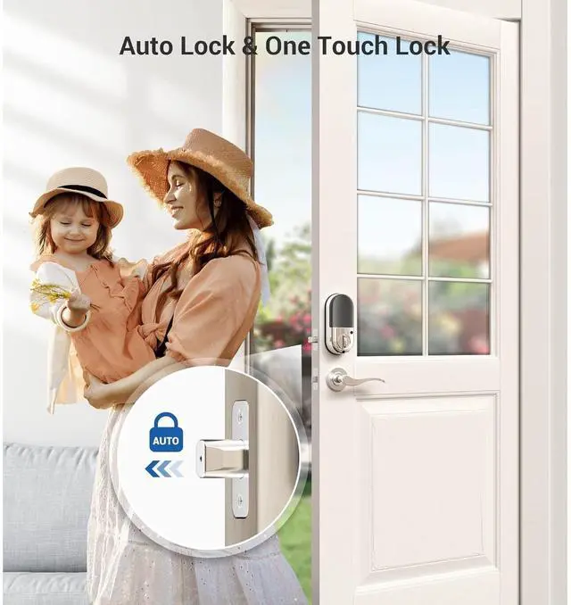 Alt view image 3 of 7 - Bobobigo Smart Lock, Fingerprint Door Lock, 7-in-1 Keyless Entry with App Control, Electronic Touchscreen Keypad Deadbolt, Biometric Smart Locks for Front Door, Satin Nickel