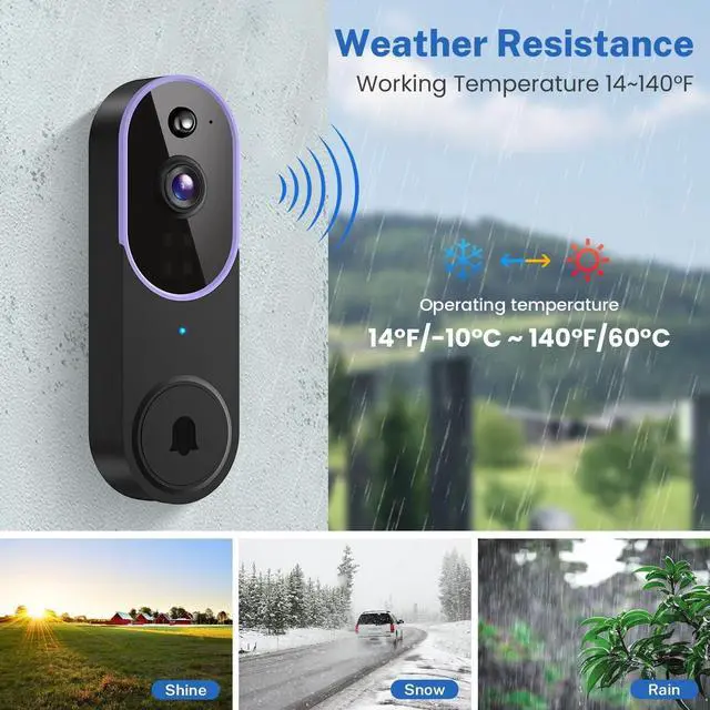 Alt view image 5 of 7 - Bobobigo  Wireless Wi-Fi Video Doorbell Camera with Two Way Audio, AI Motion Detection, Night Vision and Cloud Storage (Purple)
Brand: Orbitell