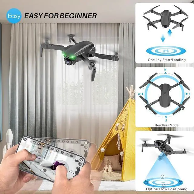 Alt view image 4 of 7 - Bobobigo Drone With Camera 1080P for Kids And Adults, RC Quadcopter With Altitude Hold, Mini Drone With One Key Start, Waypoint Fly, Headless Mode, 3D Flip, 3 Speeds, Remote Control Drone for Beginner