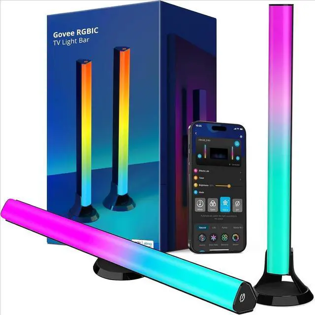 Main image of Bobobigo RGBIC Light Bars, 15 Inches WiFi TV Backlight Suitable for 45-70 inch TVs, Smart Light Bars with Multiple Placement Options, Work with Alexa and Google Assistant, Black