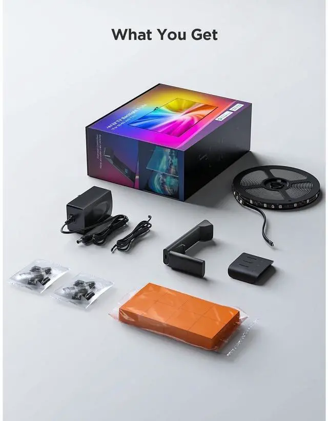 Alt view image 7 of 7 - Bobobigo TV Backlight 3 Lite with Fish-Eye Correction Function Sync to 55-65 Inch TVs, 11.8ft RGBICW Wi-Fi LED Strip Lights with Camera, 4 Colors in 1 Lamp Bead, Voice and APP Control, Adapter