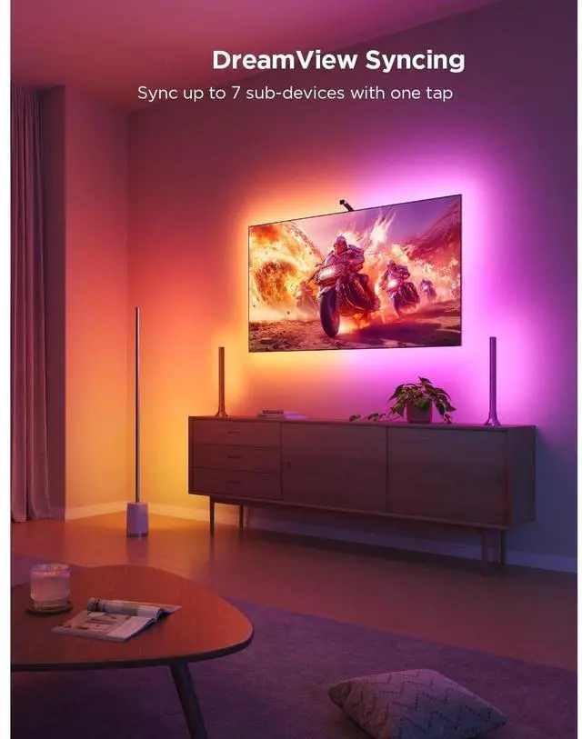 Alt view image 3 of 7 - Bobobigo Backlight 3 Lite with Fish-Eye Correction Function Sync to 40-50 Inch TVs, 7.8ft RGBICW Wi-Fi LED Strip Lights with Camera, 4 Colors in 1 Lamp Bead, Voice and APP Control, Adapter