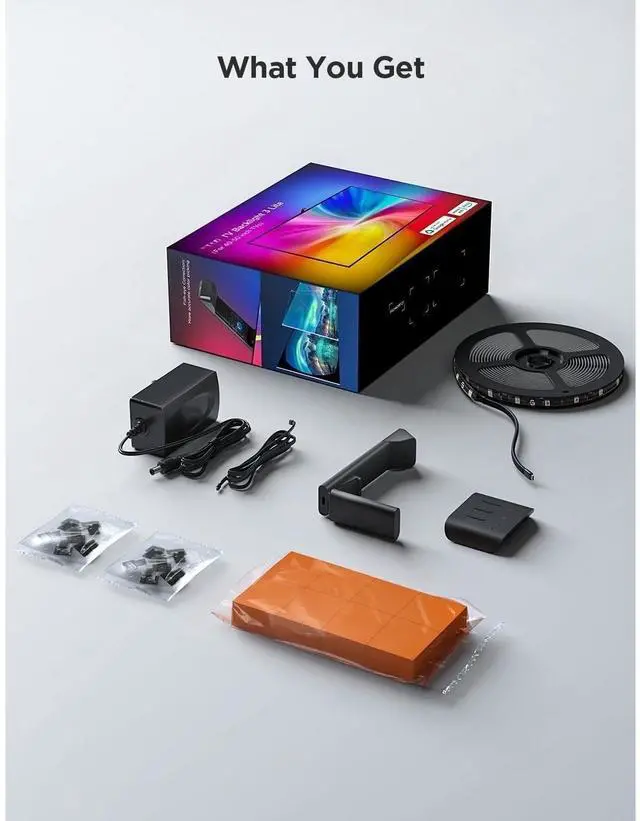 Alt view image 6 of 7 - Bobobigo Backlight 3 Lite with Fish-Eye Correction Function Sync to 40-50 Inch TVs, 7.8ft RGBICW Wi-Fi LED Strip Lights with Camera, 4 Colors in 1 Lamp Bead, Voice and APP Control, Adapter