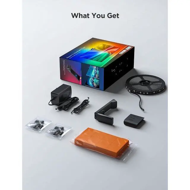 Alt view image 7 of 7 - Bobobigo TV Backlight 3 Lite with Fish-Eye Correction Function Sync to 75-85 Inch TVs, 16.4ft RGBICW Wi-Fi LED Strip Lights with Camera, 4 Colors in 1 Lamp Bead, Voice and APP Control, Adapter