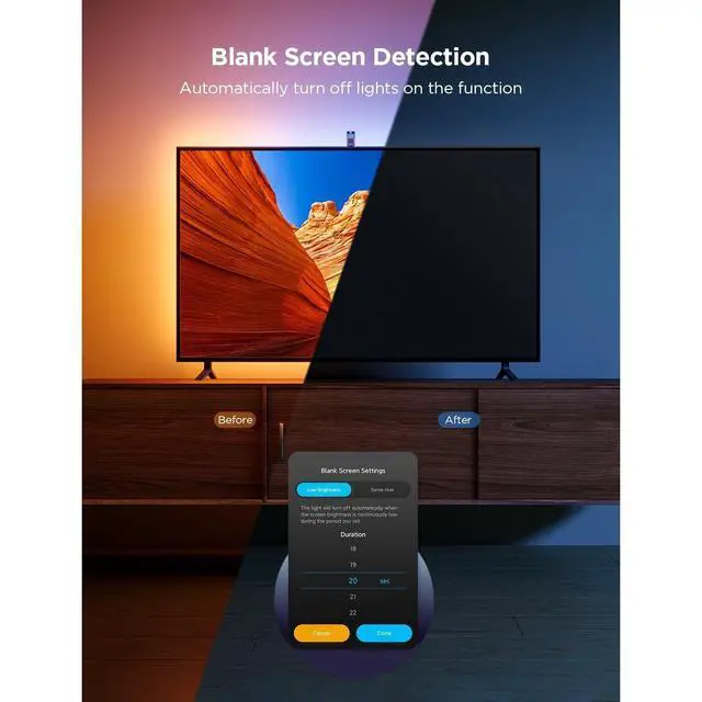 Alt view image 6 of 7 - Bobobigo TV Backlight 3 Lite with Fish-Eye Correction Function Sync to 75-85 Inch TVs, 16.4ft RGBICW Wi-Fi LED Strip Lights with Camera, 4 Colors in 1 Lamp Bead, Voice and APP Control, Adapter