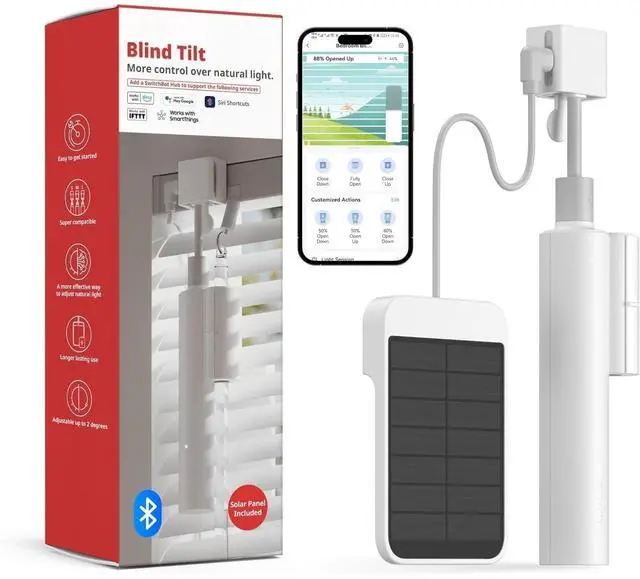 Main image of Bobobigo Blind Tilt Motorized Blinds - Smart Electric Blinds, Automatic Blind Opener and Closer, Solar Powered, Light Sensing Control, Add Hub Mini to Make it Compatible with Alexa & Google Home