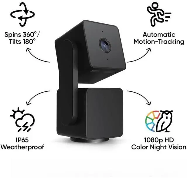 Alt view image 2 of 7 - Bobobigo  Indoor/Outdoor IP65 1080P 360° Pan/Tilt/Zoom WiFi Smart Home Security Camera, Motion Tracking for Baby/Pet, Color Night Vision, Works with Alexa&Google Assistant, Free Expert Setup,2 Pack