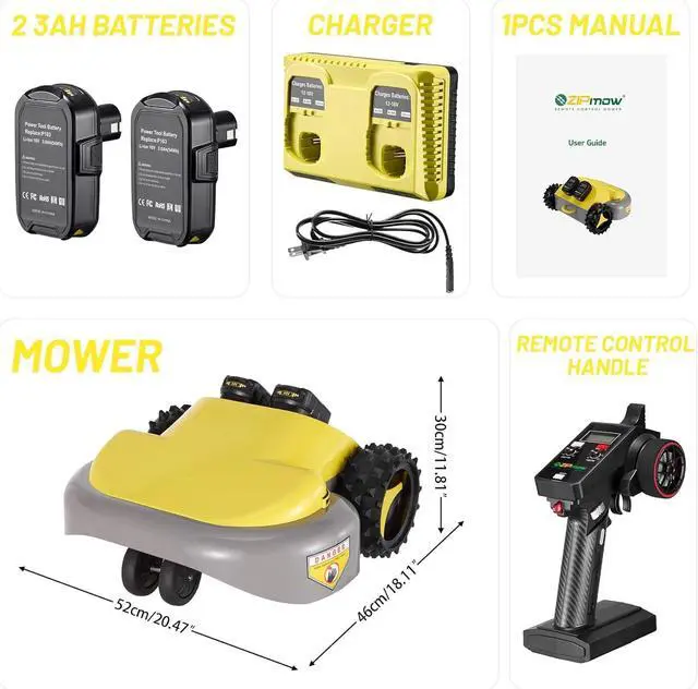 Alt view image 3 of 7 - Bobobigo Smart Cordless Remote Control Lawn Mower - All-Terrain AWD Electric Mower, Self-Adapts to 40% Slope, Adjustable 2.0"-3.0" Cut Height, Quiet Battery Mower for Lawn Care