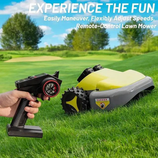 Alt view image 2 of 7 - Bobobigo Smart Cordless Remote Control Lawn Mower - All-Terrain AWD Electric Mower, Self-Adapts to 40% Slope, Adjustable 2.0"-3.0" Cut Height, Quiet Battery Mower for Lawn Care