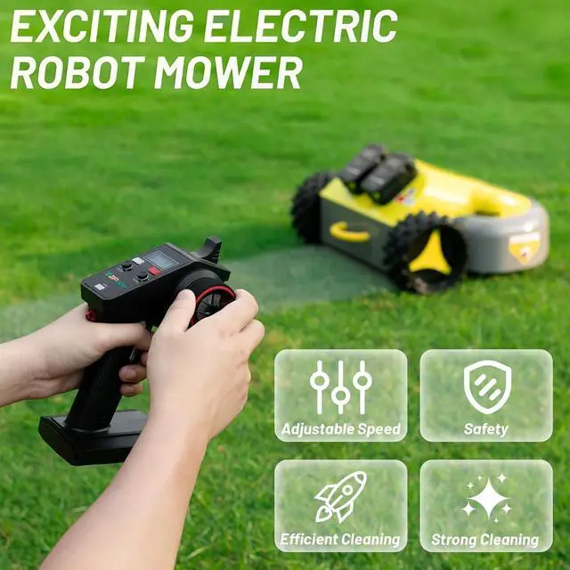 Alt view image 7 of 7 - Bobobigo Smart Cordless Remote Control Lawn Mower - All-Terrain AWD Electric Mower, Self-Adapts to 40% Slope, Adjustable 2.0"-3.0" Cut Height, Quiet Battery Mower for Lawn Care