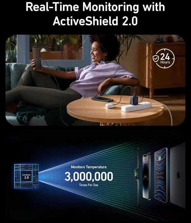 Alt view image 5 of 6 - Prime 67W USB C Charger GaN Wall Charger 3-Port Compact Fast PPS Charger For MacBook Pro/Air Pixelbook iPad Pro iPhone 17/16/Pro Galaxy S23/S22 Note20 Pixel  Watch and More