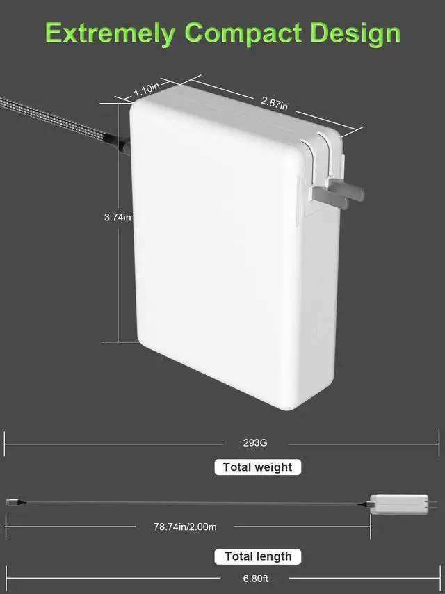 Alt view image 5 of 7 - 140W USB C AC Power Adapter Compatible with MacBook Pro 16 14 15 13 inch Mac Book Air 15 13 iPad Pro (2025 2024 2023 2022 2020 M1 M2 M3 M4) Laptop Include USBC to USB-C Cable