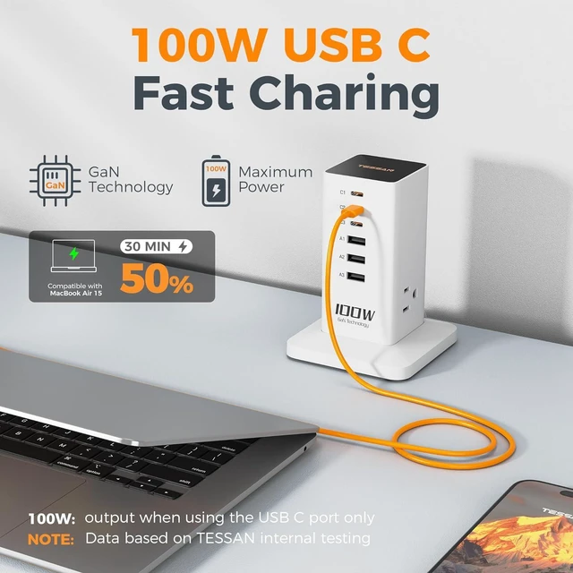 Alt view image 4 of 6 - 100W USB Charging Station for Multiple Devices 9-in-1 USB Charger