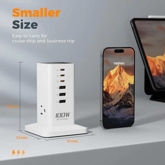 Alt view image 6 of 6 - 100W USB Charging Station for Multiple Devices 9-in-1 USB Charger
