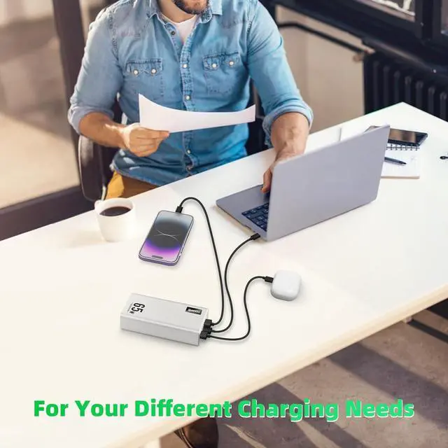 Alt view image 7 of 7 - Power Bank Fast Charging 50000mAh 65W Laptop Portable Charger USB C Compatible with MacBook  PD External Battery Bank Compatible with iPhone 14/13 Cell Phone Tablet 3 Output &1 Input