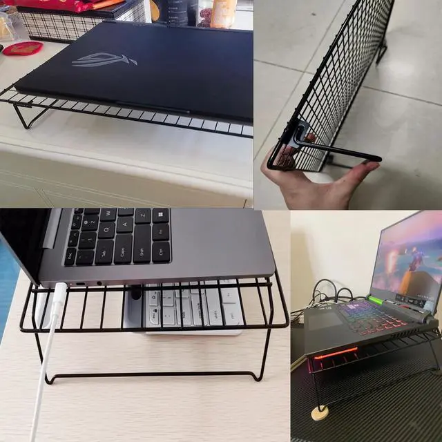 Alt view image 6 of 7 - Monitor Stand Riser Desk Monitor Riser Laptop Stand with Airflow Vents Foldable Portable Notebook Holder Laptop Cooling Pad for MacBook Air Pro Computer Desktop Printer Mini PC