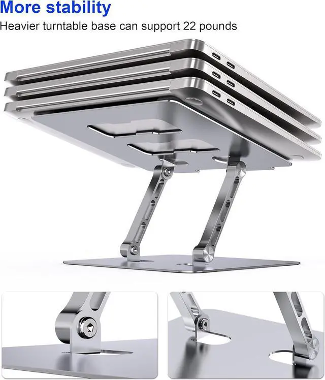 Alt view image 4 of 7 - Adjustable Laptop Stand Ergonomic Foldable Notebook Computer Holder.Compatible with MacBook iPad  HP  ThinkPad    and More 10-17 Laptops Tablets Silver