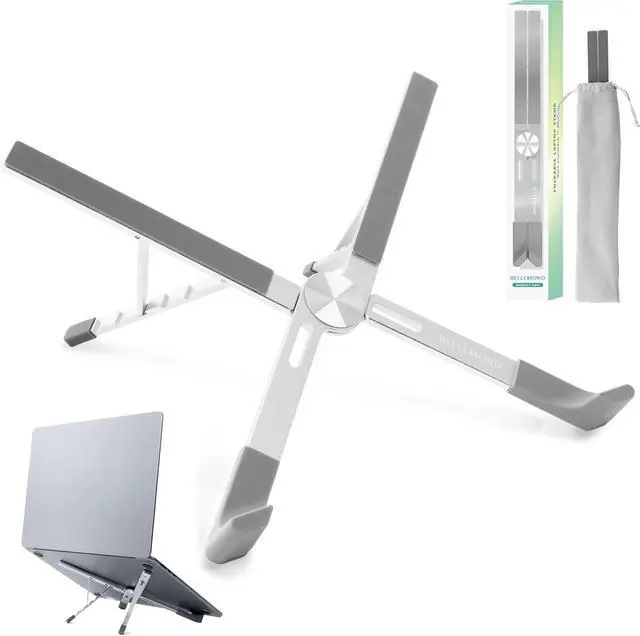 Main image of | Adjustable Laptop Stand  Lightweight Aluminum Riser with 5 Height Levels | Foldable Ventilated X-Frame Design | Designed in Japan | Fits Laptops & Tablets up to 17.3 | Space Silver