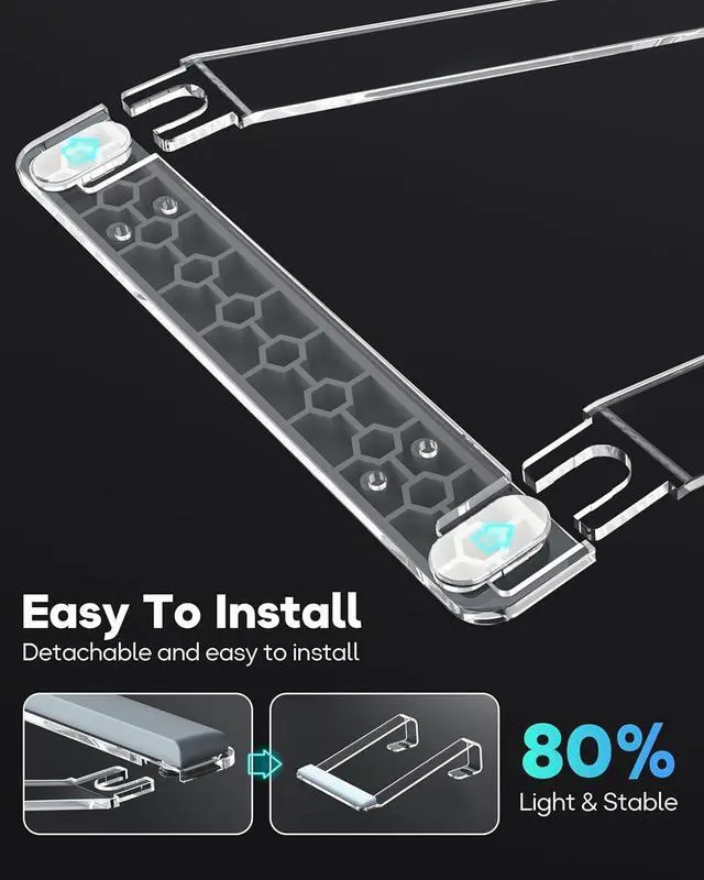 Alt view image 6 of 7 - Clear Acrylic Laptop Stand for Desk with Wrist Rest Ergonomic Detachable Mount Compatible with 10-17 All Laptops Such as MacBook Air Pro/HP//