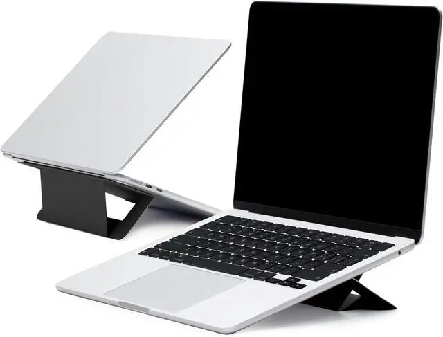 Main image of Laptop Stand for Desk Adhesive Airflow Laptop Cooling Riser for Heat Dissipation with 2 Adjustable Viewing Angles Foldable & Portable Computer Stand Compatible with Laptops 11-16 Jet Black