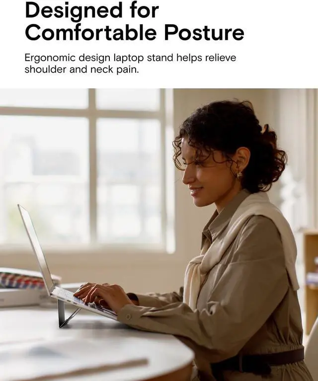 Alt view image 5 of 7 - Laptop Stand for Desk Adhesive Airflow Laptop Cooling Riser for Heat Dissipation with 2 Adjustable Viewing Angles Foldable & Portable Computer Stand Compatible with Laptops 11-16 Jet Black