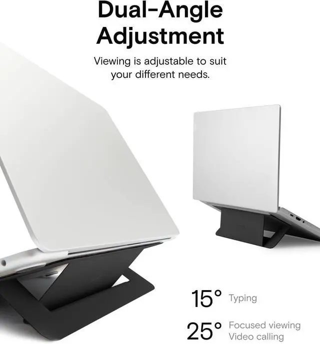 Alt view image 6 of 7 - Laptop Stand for Desk Adhesive Airflow Laptop Cooling Riser for Heat Dissipation with 2 Adjustable Viewing Angles Foldable & Portable Computer Stand Compatible with Laptops 11-16 Jet Black