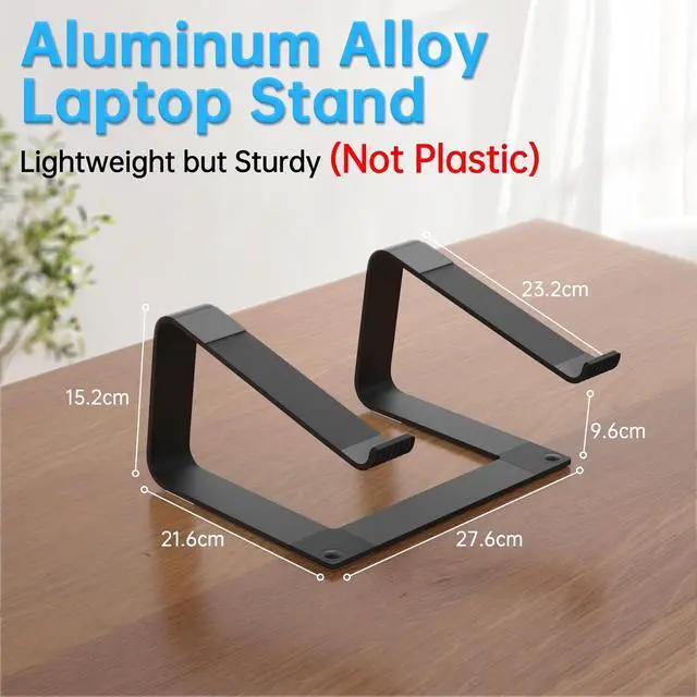 Alt view image 2 of 7 - Laptop Stand for Desk Detachable Aluminum Computer Riser Portable Metal Notebook Holder Compatible with MacBook Air Pro  HP  and All 10-16 Laptops Black