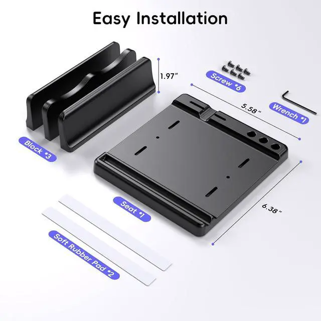 Alt view image 7 of 7 - Vertical Laptop Stand Holder - Adjustable Width 6-in-1 Design Space-Saving Desktop Stand Desk OrganizerCompatible for MacBooks Tablets Lap All Phone (Black)