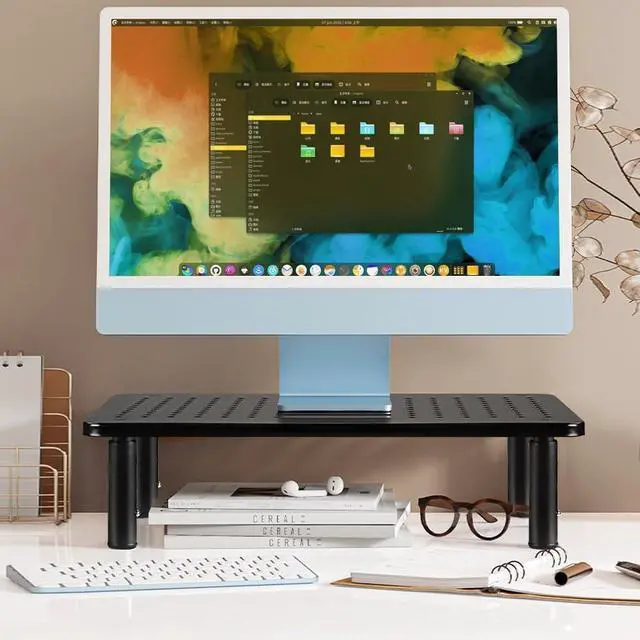 Alt view image 2 of 7 - 2 Pack Laptop Stand Desk Monitor Stand for Computer Printer Notebook 3 Height Adjustable Laptop Riser for Office Home School Black