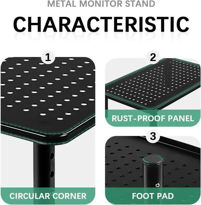 Alt view image 5 of 7 - 2 Pack Laptop Stand Desk Monitor Stand for Computer Printer Notebook 3 Height Adjustable Laptop Riser for Office Home School Black