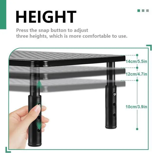 Alt view image 6 of 7 - 2 Pack Laptop Stand Desk Monitor Stand for Computer Printer Notebook 3 Height Adjustable Laptop Riser for Office Home School Black