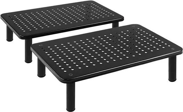 Alt view image 7 of 7 - 2 Pack Laptop Stand Desk Monitor Stand for Computer Printer Notebook 3 Height Adjustable Laptop Riser for Office Home School Black