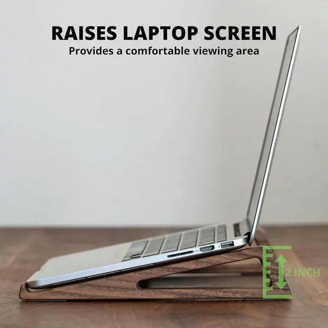 Alt view image 2 of 7 - Laptop Stand for Desk Walnut Laptop Riser Ergonomic Wooden Laptop Ventilated Stand with 10 to 17.3 Inches Notebook PC Computer - Walnut