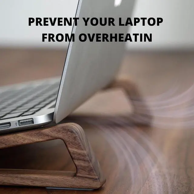 Alt view image 4 of 7 - Laptop Stand for Desk Walnut Laptop Riser Ergonomic Wooden Laptop Ventilated Stand with 10 to 17.3 Inches Notebook PC Computer - Walnut