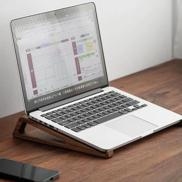 Alt view image 7 of 7 - Laptop Stand for Desk Walnut Laptop Riser Ergonomic Wooden Laptop Ventilated Stand with 10 to 17.3 Inches Notebook PC Computer - Walnut