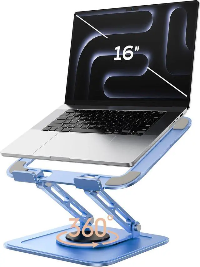 Main image of Adjustable Laptop Stand Computer Stand with 360 Rotating Base Ergonomic Laptop Riser Mount for Desk Foldable Protable Computer Desk Fits with MacBook Pro Air (10-16) - Blue